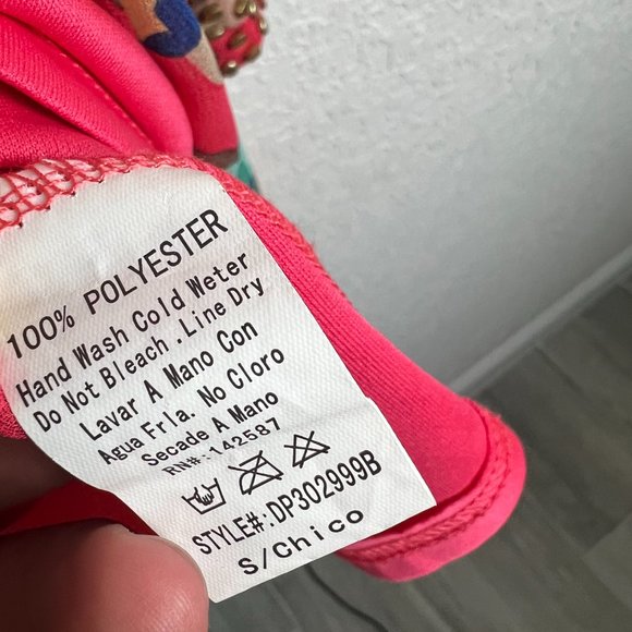 DEPRI Womens Red Floral Blouse Long Studded Cuff Sleeves Keyhole Tie Back - Picture 6 of 12